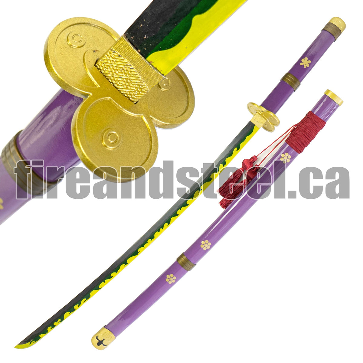 Katana One Piece Zoro Enma with lilac leather finish Steel type: 42